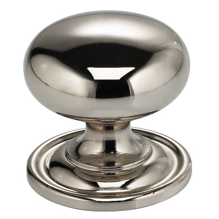 Round Cabinet Knob with Backplate Bright Nickel 1-3/16