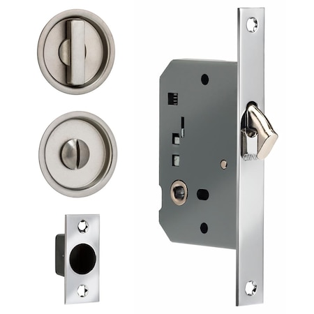 Backset Sliding Pocket Door Square Mortise Lock Round Trim ORB 2
