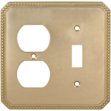 Combination Beaded Switch Plate, Number of Gangs: 2 Solid Brass, Polished Chrome Plated Finish MPN:8004/C.26