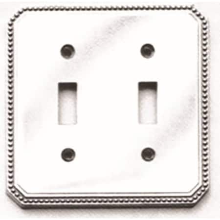 Double Beaded Switch Plate, Number of Gangs: 2 Solid Brass, Polished Chrome Plated Finish MPN:8004/D.26