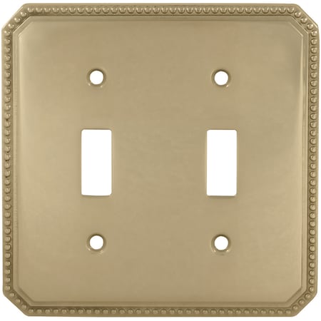 Double Beaded Switch Plate, Number of Gangs: 2 Solid Brass, Polished Brass, Lacquered Finish MPN:8004/D.3