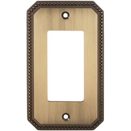 Single Rocker Beaded Switch Plate, Number of Gangs: 1 Solid Brass, Shaded Bronze, Lacquered Finish MPN:8005/S.SB