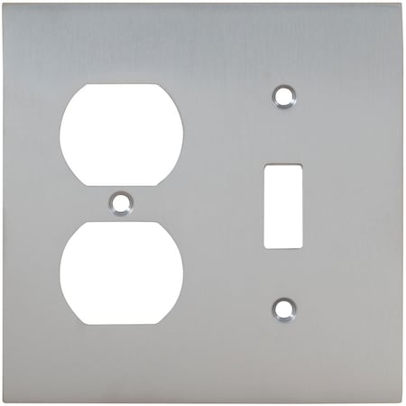 Combination Modern Switch Plate, Number of Gangs: 2 Solid Brass, Polished Chrome Plated Finish MPN:8012/C.26