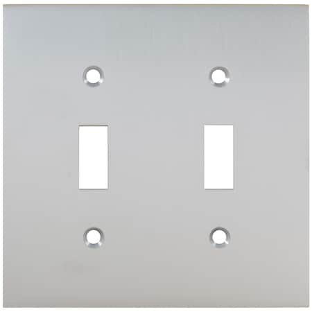 Double Modern Switch Plate, Number of Gangs: 2 Solid Brass, Satin Chrome Plated Finish MPN:8012/D.26D