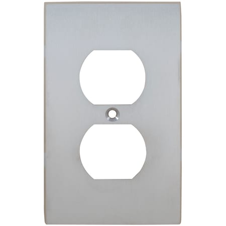 Duplex Receptacle Modern Switch Plate, Number of Gangs: 1 Solid Brass, Satin Chrome Plated Finish MPN:8012/R.26D