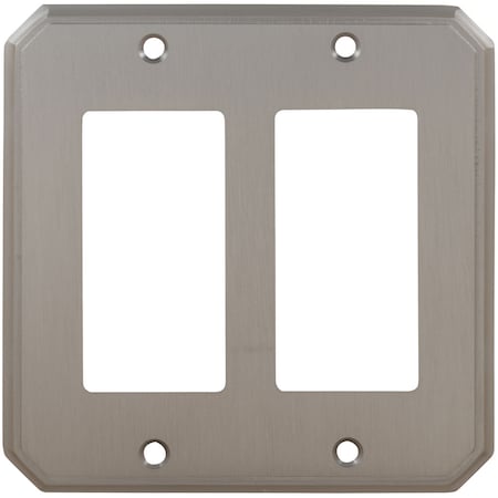 Double Rocker Traditional Switch Plate, Number of Gangs: 2 Solid Brass, Satin Chrome Plated Finish MPN:8024/D.26D