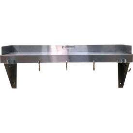 Omnimed Stainless Steel Janitorial Shelf with 2 Mop Holders & 3 Hooks 24