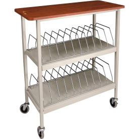 Omnimed® Artisan Open Chart Rack 20 Binder Capacity Cherry Top with Beige Rack 265002-BG
