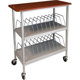Omnimed® Artisan Open Chart Rack 20 Binder Capacity Cherry Top with Light Gray Rack 265002-LG
