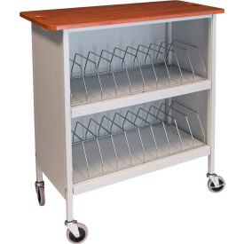 Omnimed® Artisan Cabinet Chart Rack 20 Binder Capacity Cherry Top with Light Gray Rack 265120-LG