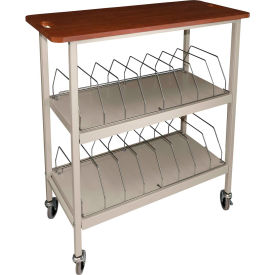Omnimed® Artisan Open Chart Rack 16 Binder Capacity Cherry Top with Beige Rack 265214-BG