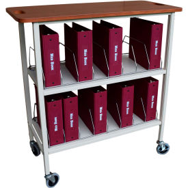 Omnimed® Artisan Open Chart Rack 16 Binder Capacity Cherry Top with Light Gray Rack 265214-LG