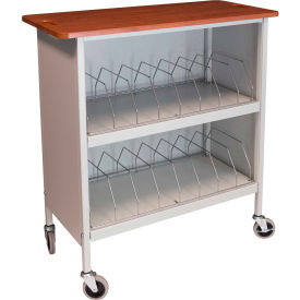 Omnimed® Artisan Cabinet Chart Rack 16 Binder Capacity Cherry Top with Light Gray Rack 265516-LG
