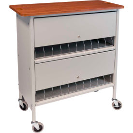 Omnimed® Artisan Privacy Chart Rack 20 Binder Capacity Cherry Top with Light Gray Rack 265620-LG