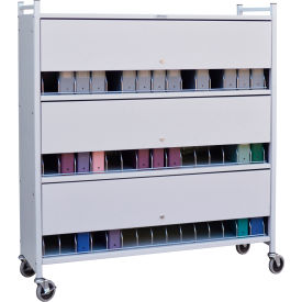 Omnimed® Large Vertical Cabinet Chart Rack with Locking Panel 45 Binder Capacity Light Gray 280145-LG