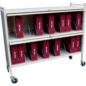 Omnimed® Large Vertical Cabinet Chart Rack with Locking Panel 24 Binder Capacity Beige 281530-BG