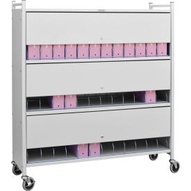 Omnimed® Large Vertical Cabinet Chart Rack with Locking Panel 36 Binder Capacity Beige 281536-BG