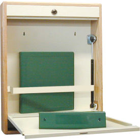 Omnimed® Elite Half Size Wood Frame Wall Desk Manual Close Combination Lock Beige/Oak 291540OAK