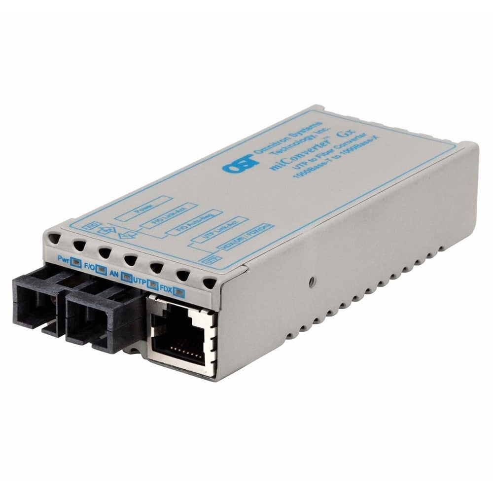 Omnitron miConverter Gx - Fiber media converter - GigE - 1000Base-T, 1000Base-X - RJ-45 / SC multi-mode - up to 1800 ft - 850 nm MPN:1202-0-0