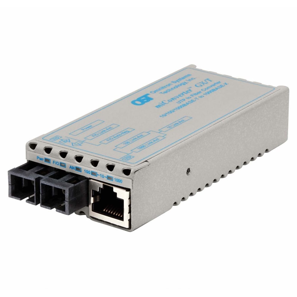 Omnitron miConverter GX/T - Fiber media converter - GigE - 10Base-T, 100Base-TX, 1000Base-T, 1000Base-X - RJ-45 / SC multi-mode - up to 1800 ft - 850 nm MPN:1222-0-9