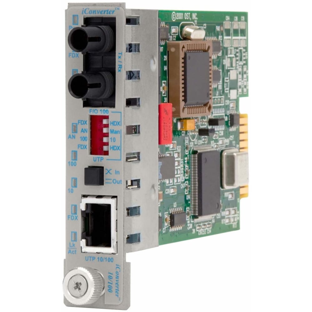 Omnitron iConverter 10/100 Ethernet Fiber Media Converter RJ45 ST Multimode 2km Module - 1 x 10/100BASE-TX; 1 x 100BASE-SX; Internal Module; Lifetime Warranty MPN:8380-6