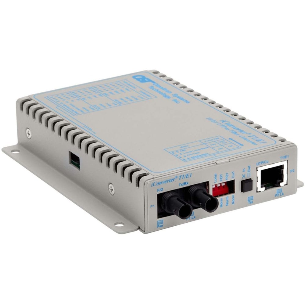 iConverter T1/E1 Fiber Media Converter RJ48 ST Multimode 5km - 1 x T1/E1; 1 x ST Multimode; Wall-Mount Standalone; US AC Powered; Lifetime Warranty MPN:8700-0-D