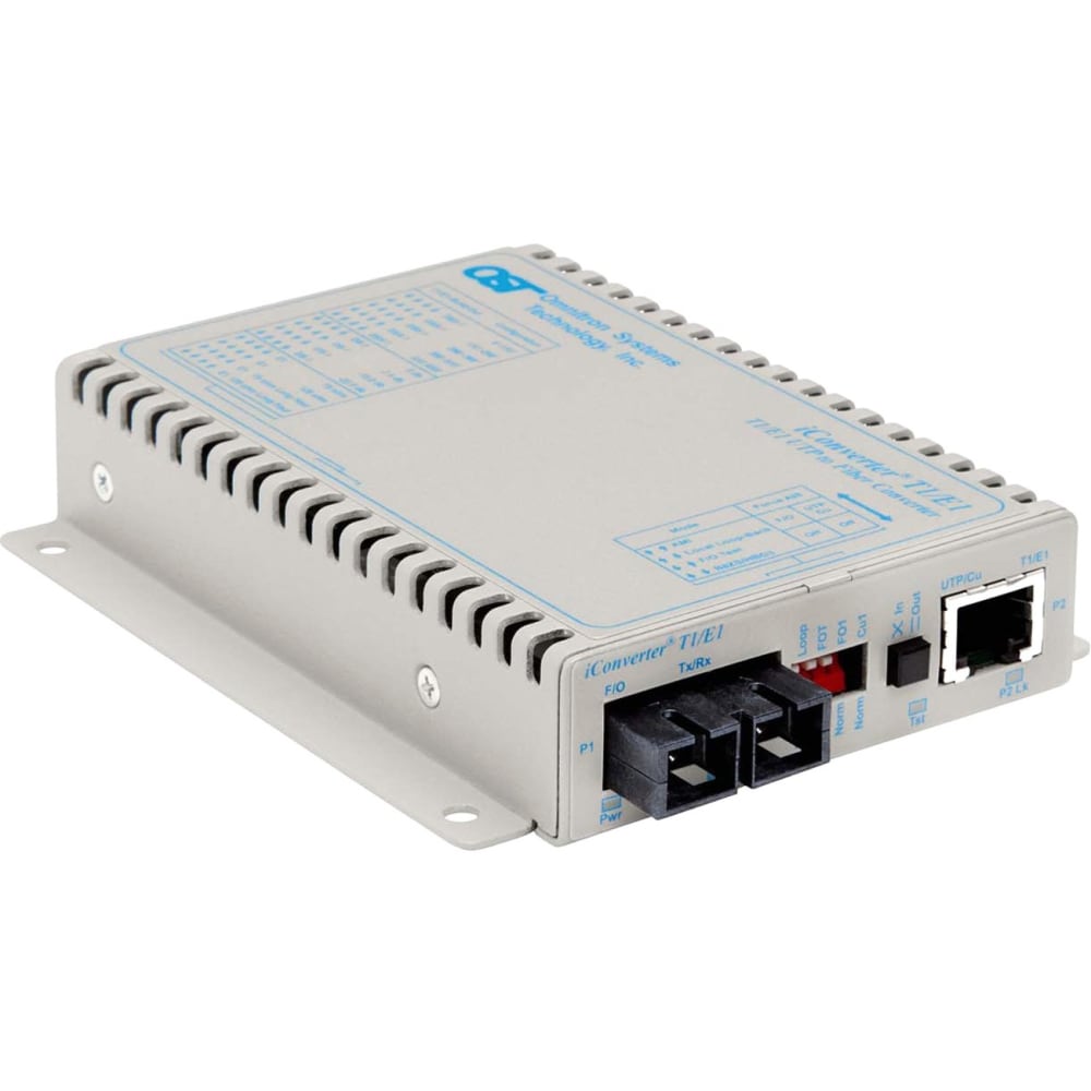 Omnitron iConverter T1/E1 Fiber Media Converter RJ48 SC Single-Mode 30km - 1x T1/E1; 1x SC Single-Mode; Wall-Mount Standalone - 8703-1-D MPN:8703-1-D