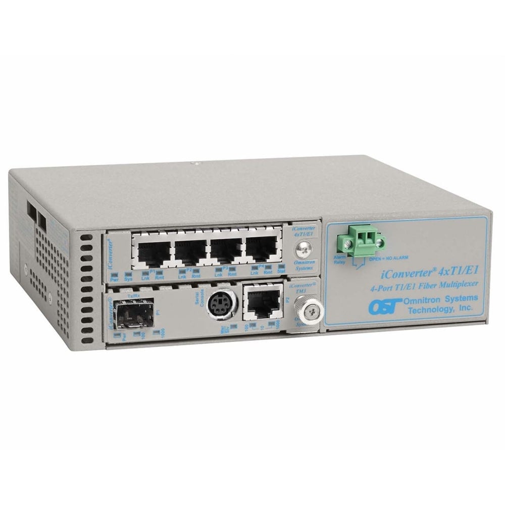 Omnitron Systems Managed iConverter 4xT1/E1 MUX/M - 4 Data Channels - Twisted Pair - 1 Gbit/s - 1 x RJ-45 MPN:8839N-0-C
