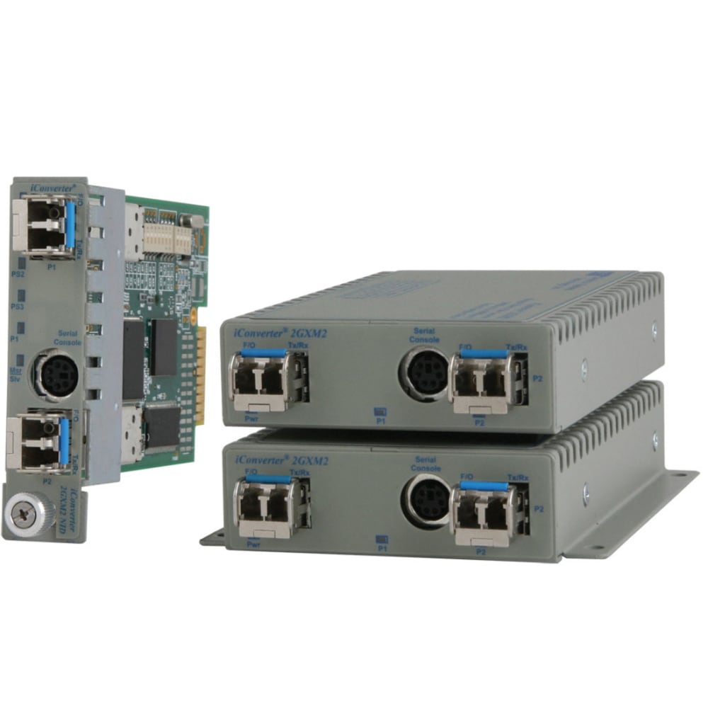 Omnitron Systems 1000BASE-X SFP to 1000BASE-X SFP Media Converter and Network Interface Device - 1000Base-X - 2 x Expansion Slots - 2 x SFP Slots - Desktop MPN:8999N-0-C