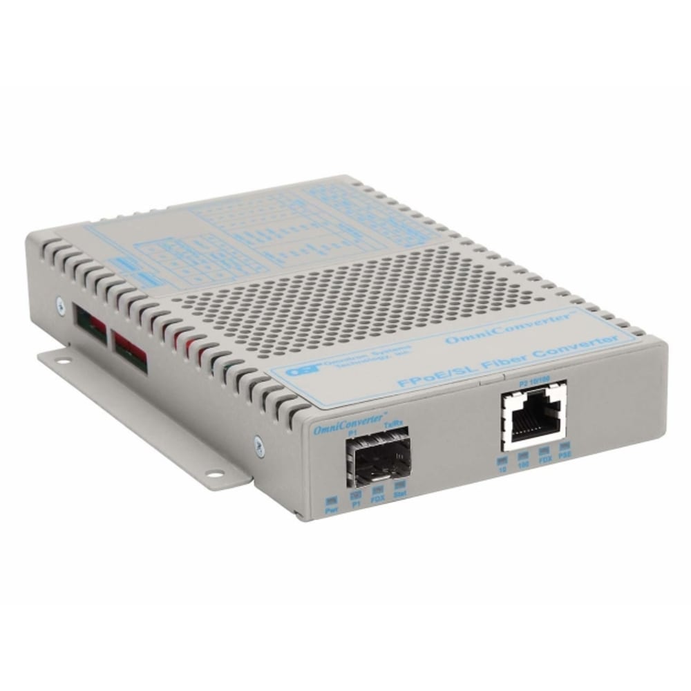 Omnitron OmniConverter FPoE/SL - Fiber media converter - 100Mb LAN - 10Base-T, 100Base-FX, 100Base-TX - RJ-45 / SFP (mini-GBIC) MPN:9359-0-11