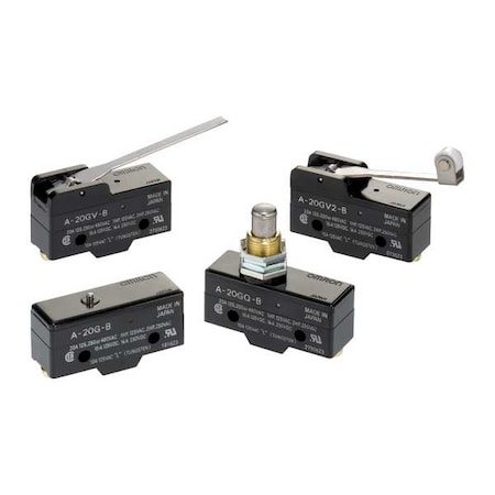 Snap Action Switch, Pin, Plunger Actuator, SPDT, 20 A at 250 V AC Contact Rating MPN:A-20G-B
