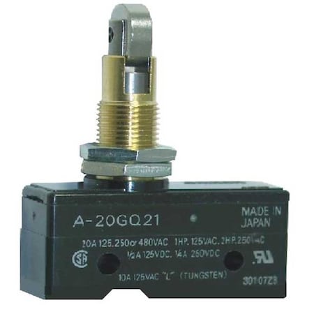 Snap Action Switch, Roller, Panel Mount, Plunger Actuator, SPDT, 20 A at 480 V AC Contact Rating MPN:A-20GQ21