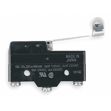 Snap Action Switch, Hinge Roller, Lever Actuator, SPDT, 20 A at 480 V AC Contact Rating MPN:A-20GV2-B7-K