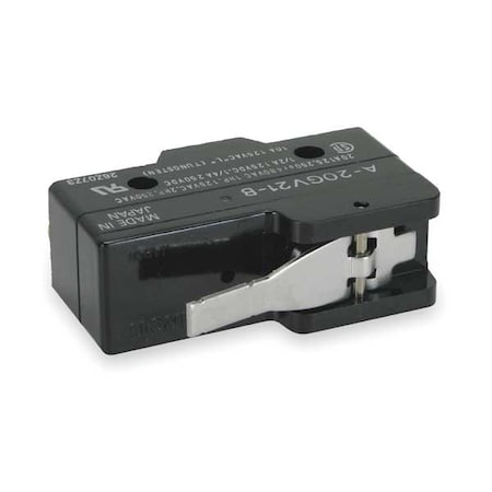 Snap Action Switch, Hinge, Lever, Short Actuator, SPDT, 20 A at 480 V AC Contact Rating MPN:A-20GV21-B