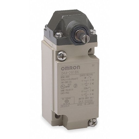 Heavy Duty Limit Switch, No Lever, Rotary, DPDT, 5A at 600V AC, Actuator Location: Side MPN:D4A2918N