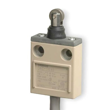 Limit Switch, Plunger, Roller, SPDT, 5A at 250V AC, Actuator Location: Top MPN:D4C1632