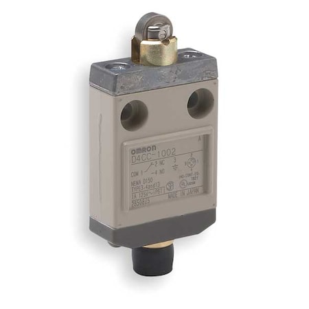 Limit Switch, Plunger, Roller, SPDT, 1A at 120V AC, Actuator Location: Top MPN:D4CC1002