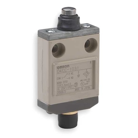 Limit Switch, Plunger, SPDT, 1A at 120V AC, Actuator Location: Top MPN:D4CC1031