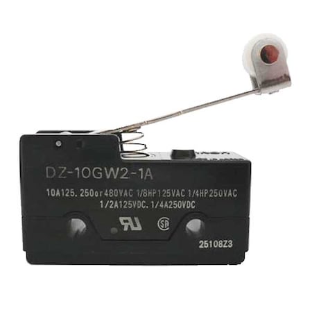 Snap Action Switch, Hinge Roller, Lever Actuator, DPDT, 10 A at 240 V AC Contact Rating MPN:DZ-10GW2-1A