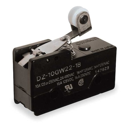 Snap Action Switch, Hinge Roller, Lever Actuator, DPDT, 10 A at 240 V AC Contact Rating MPN:DZ-10GW22-1B6