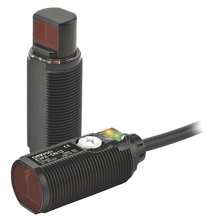 Retroreflective Photoelectric Sensor, Bare Wire, Right Angle, Cylindrical, Selectable Light On/Dark On, PNP MPN:E3RA-RP112M