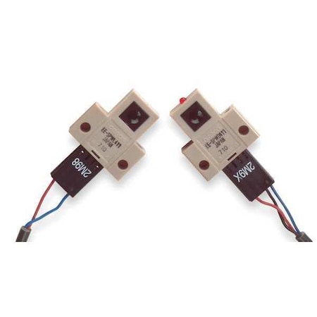 Through-Beam Photoelectric Sensor Set, Bare Wire, Right Angle, Rectangular, Light On, NPN MPN:EE-SPW-411