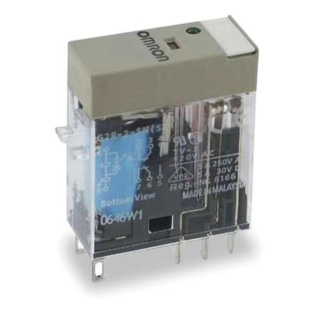 Plug-In, General Purpose Relay, Square, 5 A, 8 Pins, Quick Connect MPN:G2R-2-SN-DC12(S)