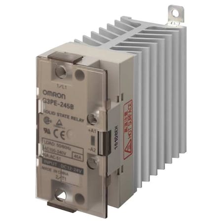 Solid State Relay, 1 Phase, Screw Clamp, DIN Rail & Screw, Phototriac MPN:G3PE-245B DC12-24