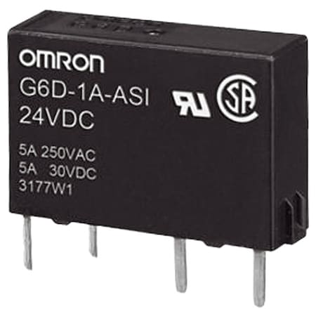 General Purpose Relay, 10.5 mA, 4 Pins, Plug-in MPN:G6D-1A-ASI DC24