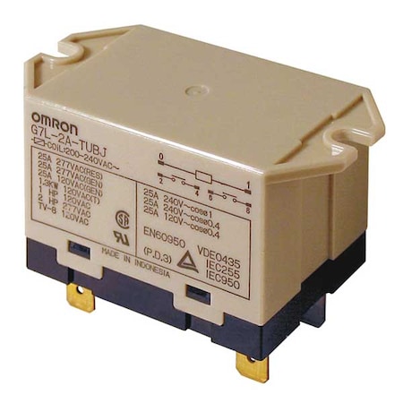 Top Flange, Enclosed Power Relay, Square, 30 A, 4 Pins, Quick Connect MPN:G7L-1A-TUBJ-CB-AC200/240