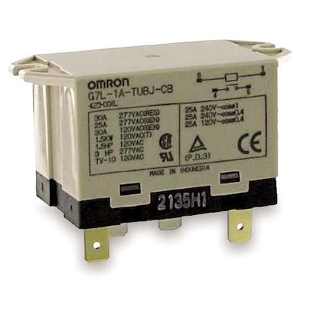 Top Flange, Enclosed Power Relay, Square, 30 A, 4 Pins, Quick Connect MPN:G7L-1A-TUBJ-CB-AC24
