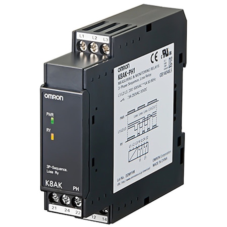 Monitoring Relays, 9 Pins, 200-480V AC MPN:K8AK-PH1 200/500VAC