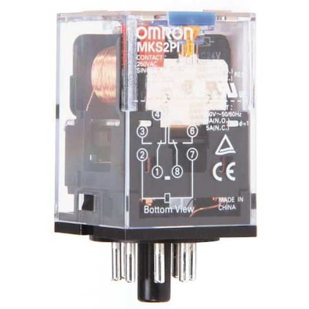 Plug-In, General Purpose Relay, Octal, 10 A, 8 Pins, Plug-in MPN:MKS2PIDC24