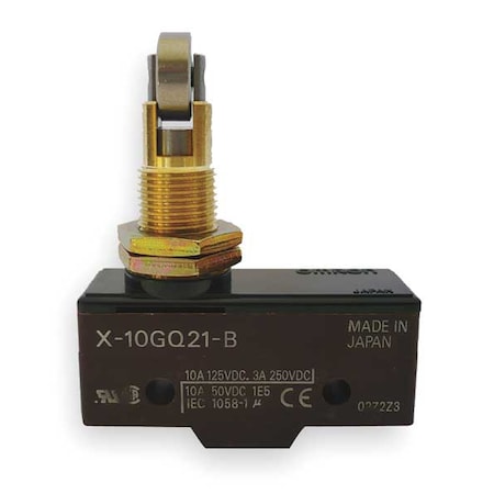 Industrial Snap Action Switch, Cross Roller, Panel Mount, Plunger Actuator, SPDT MPN:X-10GQ21-B